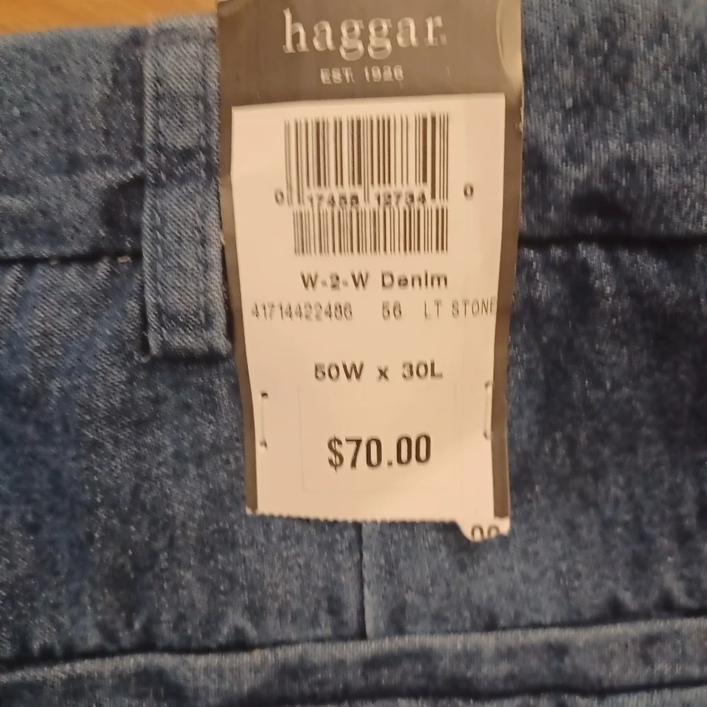 Haggar pleated jeans work to weekend 2 pair for one price mens size 50x30